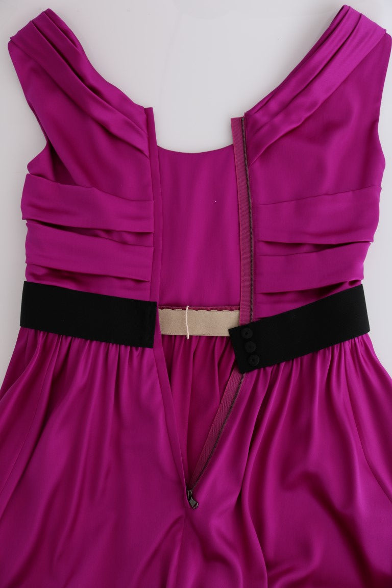 Dolce & Gabbana long pink silk stretch shift dress